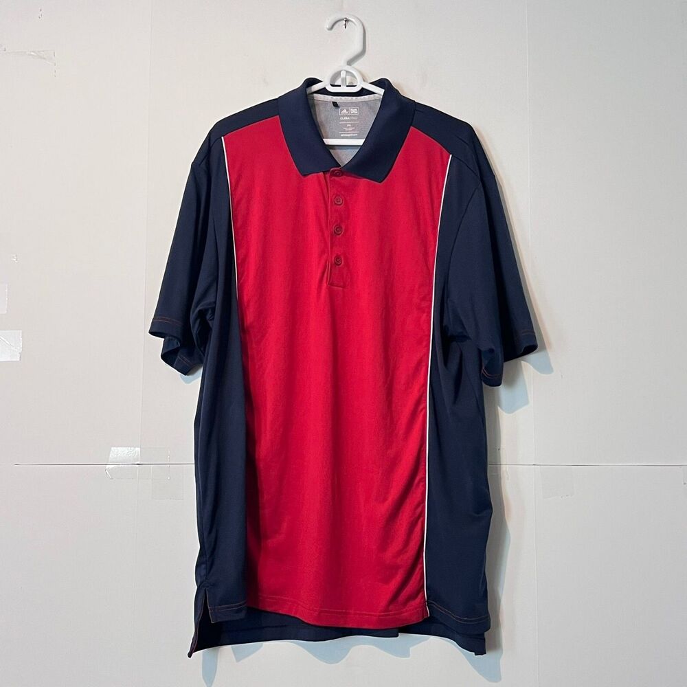 Adidas Mens Polo Shirt Size 2XL Two Tone Golf Comfort Blue Red Climacool
